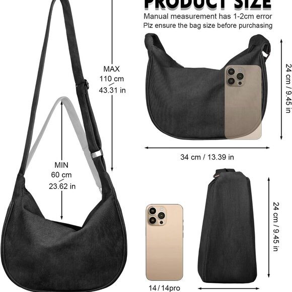 Fashionable Corduroy Crossbody Bag - Lightweight, Spacious & Versatile - Picture 7 of 7